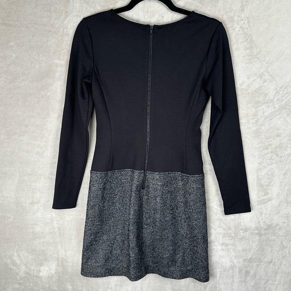 Theory Dress Womens 4 Black Gray Wool Blend Nalani Long Sleeve Stretch Retro - Picture 7 of 13